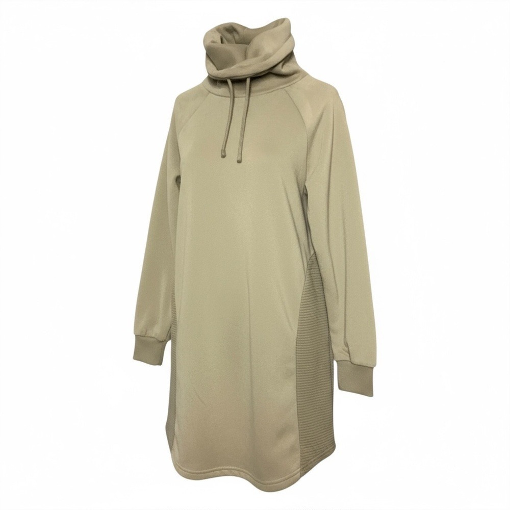 Jolie & Joy Sage Funnel Neck Sweatshirt Dress Small Ribbed Side Panels